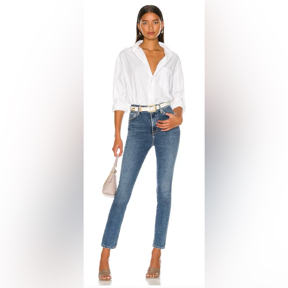 Citizens of humanity Olivia high rise slim ankle jeans with fray hem on back